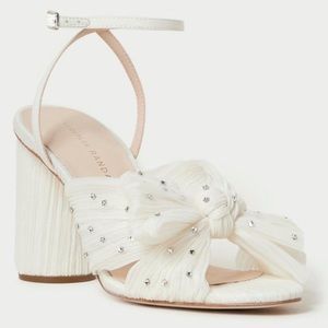 Loeffler Randall Camellia Pearl Rhinestone bow heel size 7 NWOT